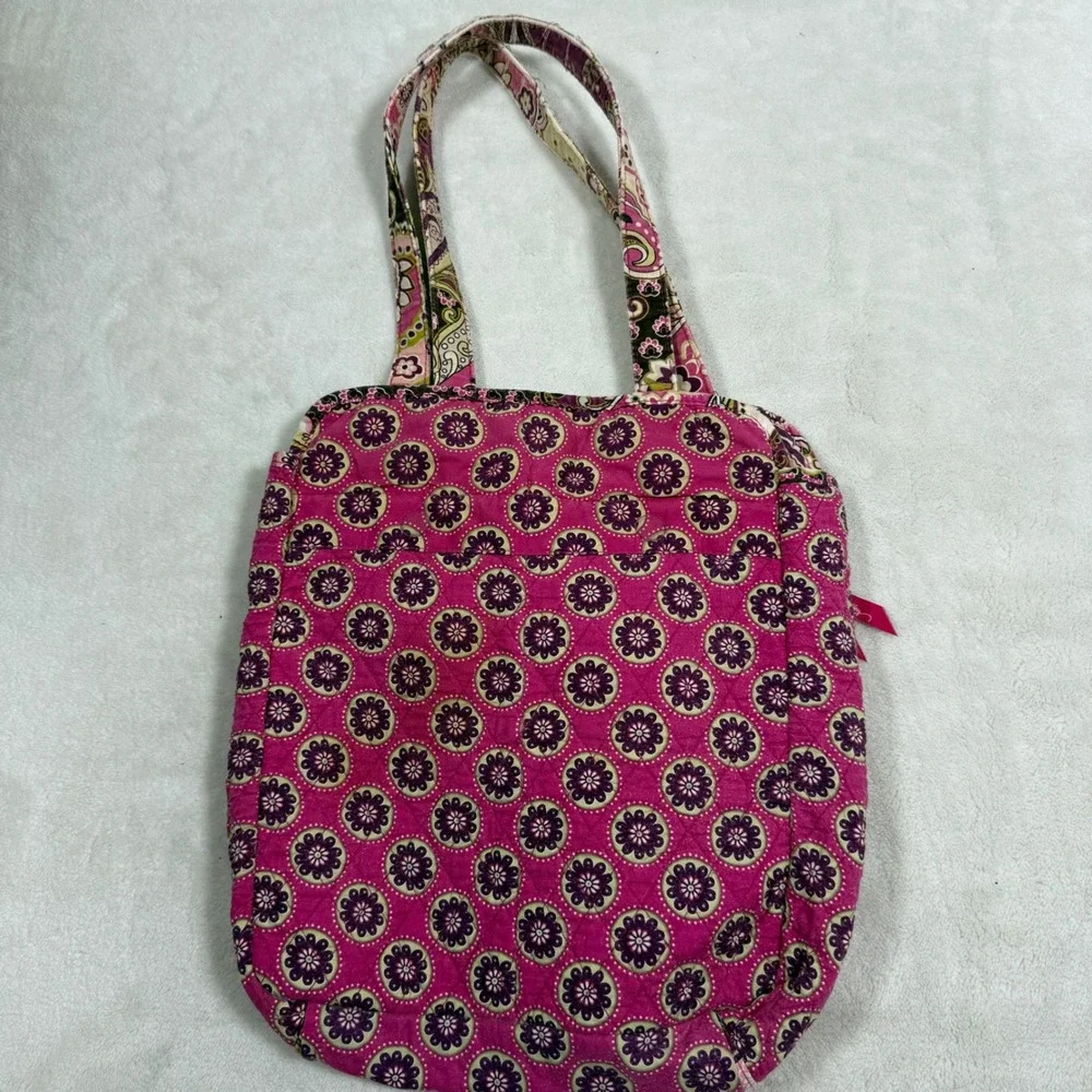 Vera Bradley Quilted Tote Bag Very Berry Paisley Floral Villager Shoulder Bag